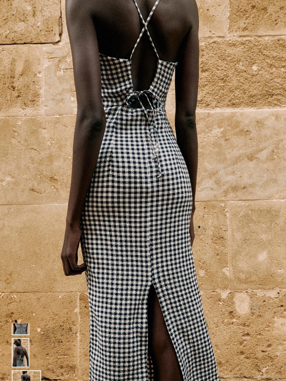Zara Black and White Gingham Midi Dress - Picture 2 of 3